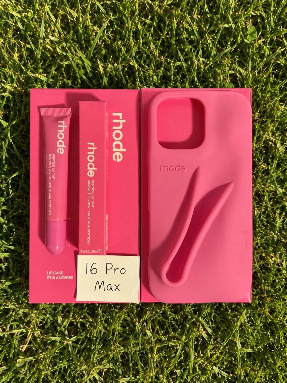 RHODE Pink Silicone iPhone Case with Matching Lip Tint - Hot Pink
